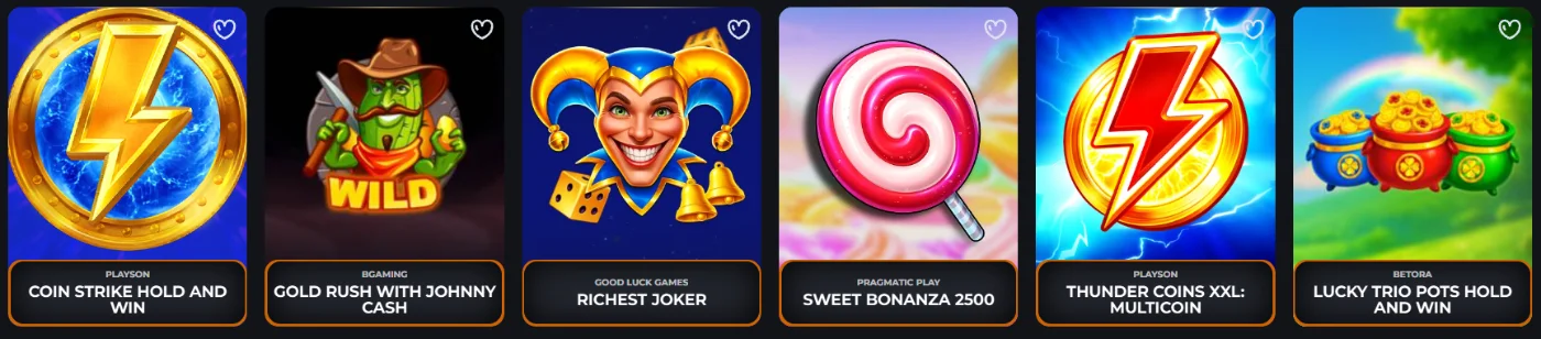 Selección de tragamonedas disponibles en Corgibet Casino con títulos populares